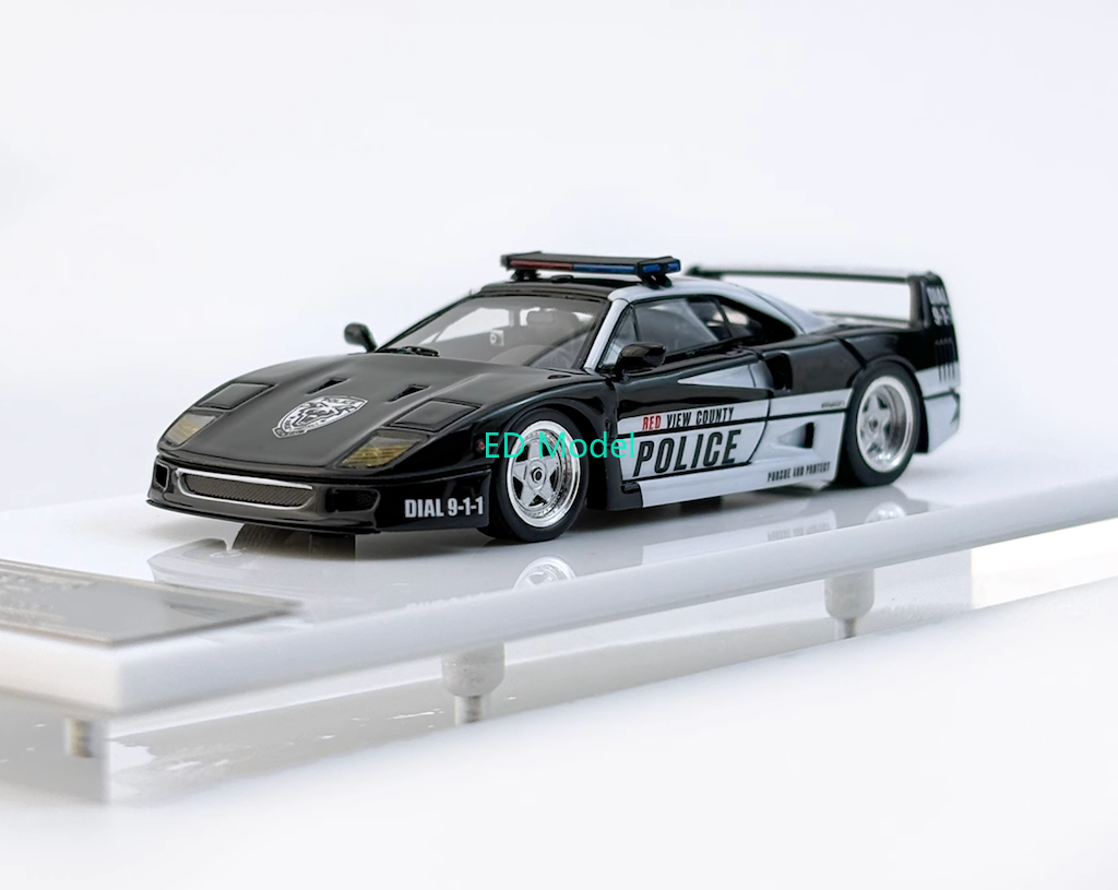 BN MY64 1:64 NFS Black F40 RCPD Patrol Police Sports Model Diecast Resin Car