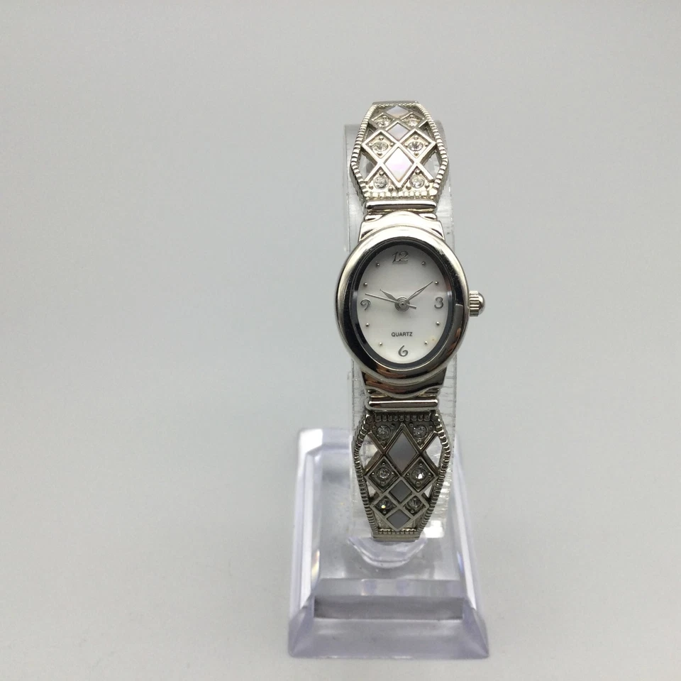 Reloj MZ Berger Mujer 18mm Tono Plateado MOP Cristales Banda Elástica Batería Nueva Foto 2 de 4