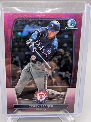  2023 Bowman Chrome Fuchsia Refractors #58 Corey Seager #/299