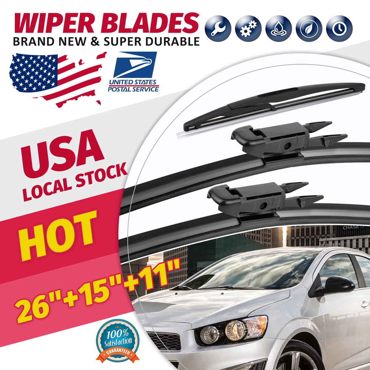 22" + 22" Front Wiper Blades For Chevy Silverado 1999-2023 – All-Season, Easy Install