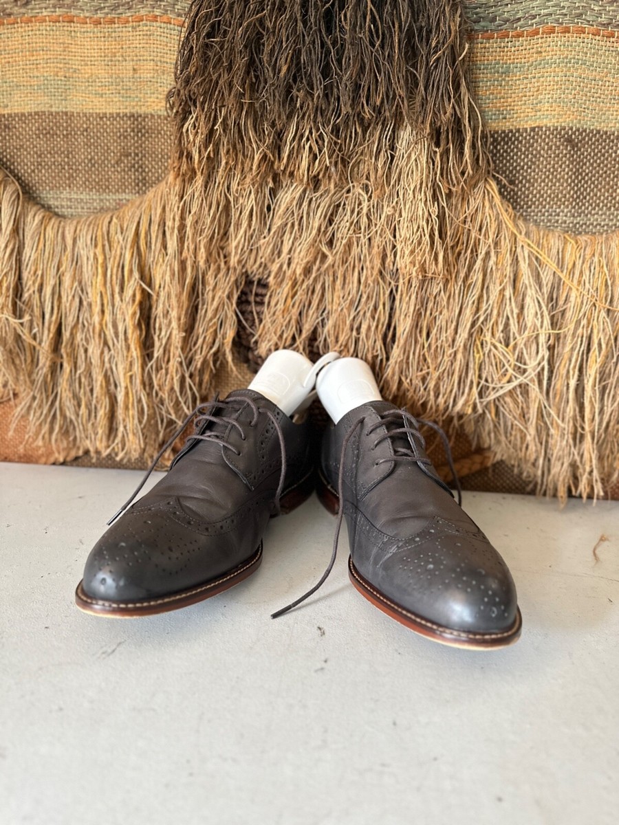 Joseph Abboud Mens 11.5W Wingtip Oxford Shoes Brown Leather 