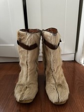 Stivali Killy Wolverine vintage in pelliccia di capra francese con zip taglia 8J Apres Ski Shaggy