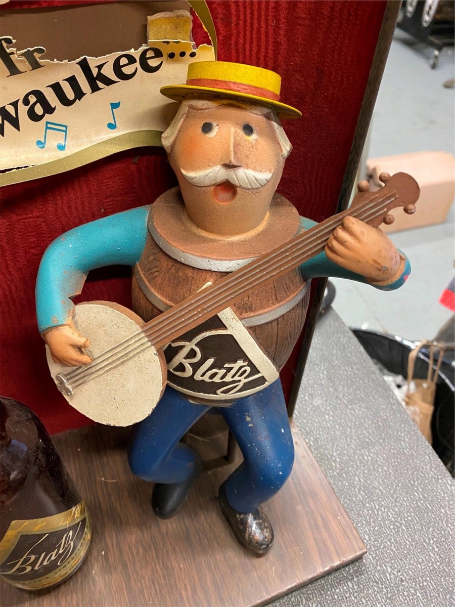 50s ヴィンテージ blatz beer ブラッツ ビアー 人形 1950s blatz beer keg man banjo Back bar figure statue sign