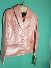Pink Irridescent Leather Coat Womens Pxs. Jerry Lewis Classic Luxury