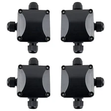 4Pcs Waterproof IP66 Outdoor Electric Junction Project Box 3Way Outdoor Cabl