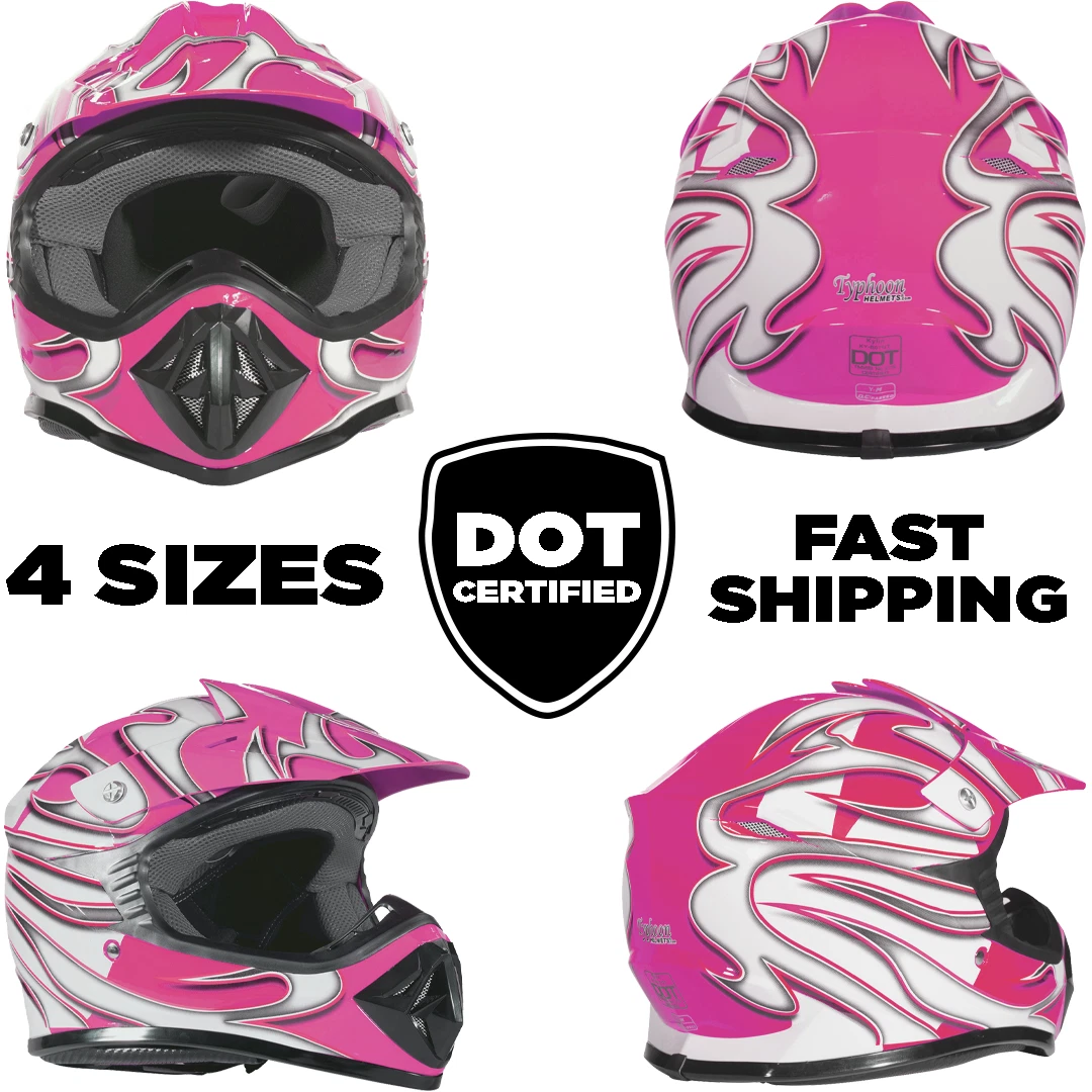 Pink Youth Kids Motocross Helmet Child DOT ATV UTV MX OffRoad