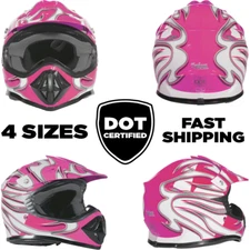Pink Youth Kids Motocross Helmet Child DOT ATV UTV MX OffRoad Riding Gear 