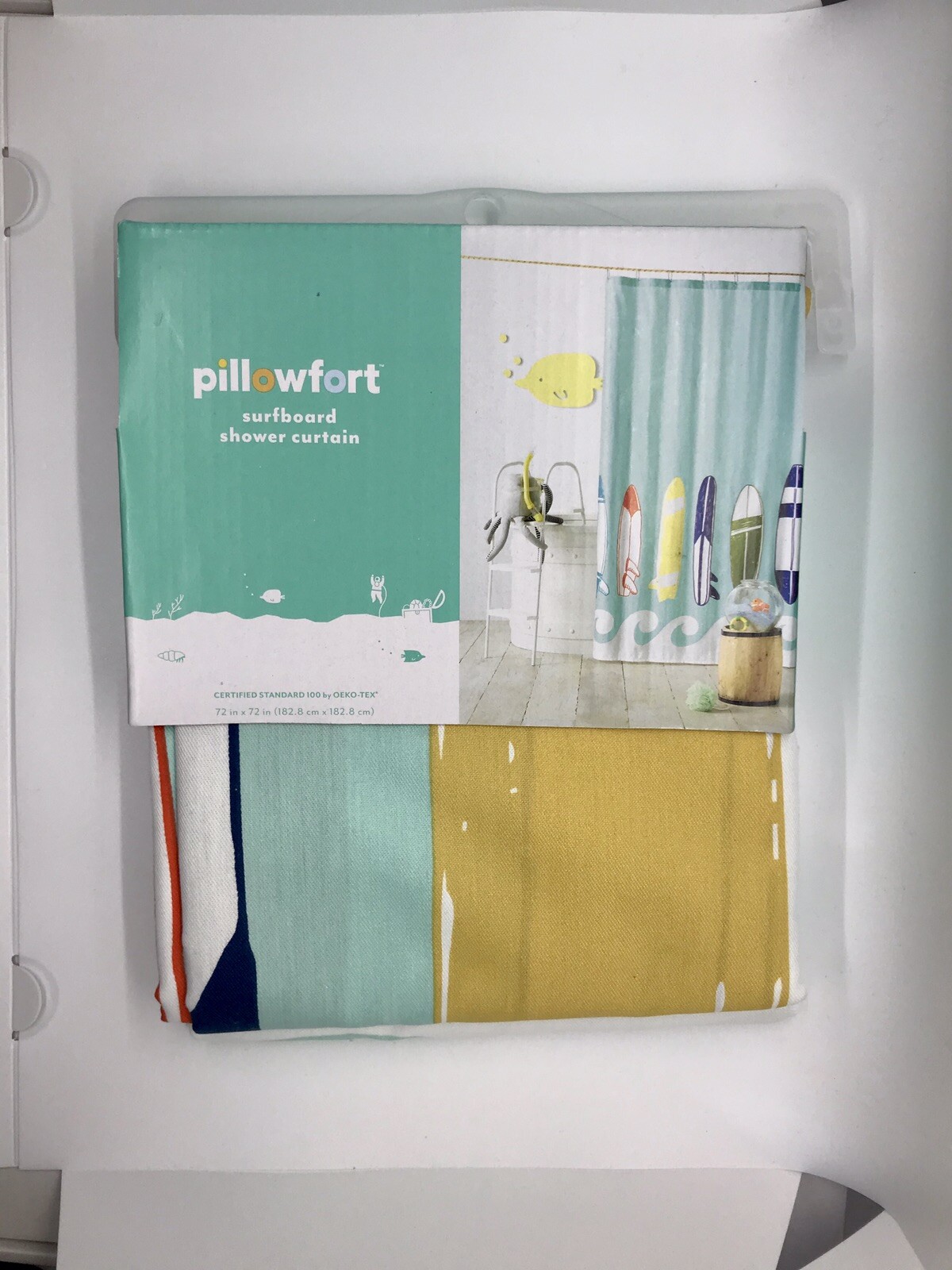 Surfboards Fabric Shower Curtain Blue Ocean Surfer Waves Beach 72x72