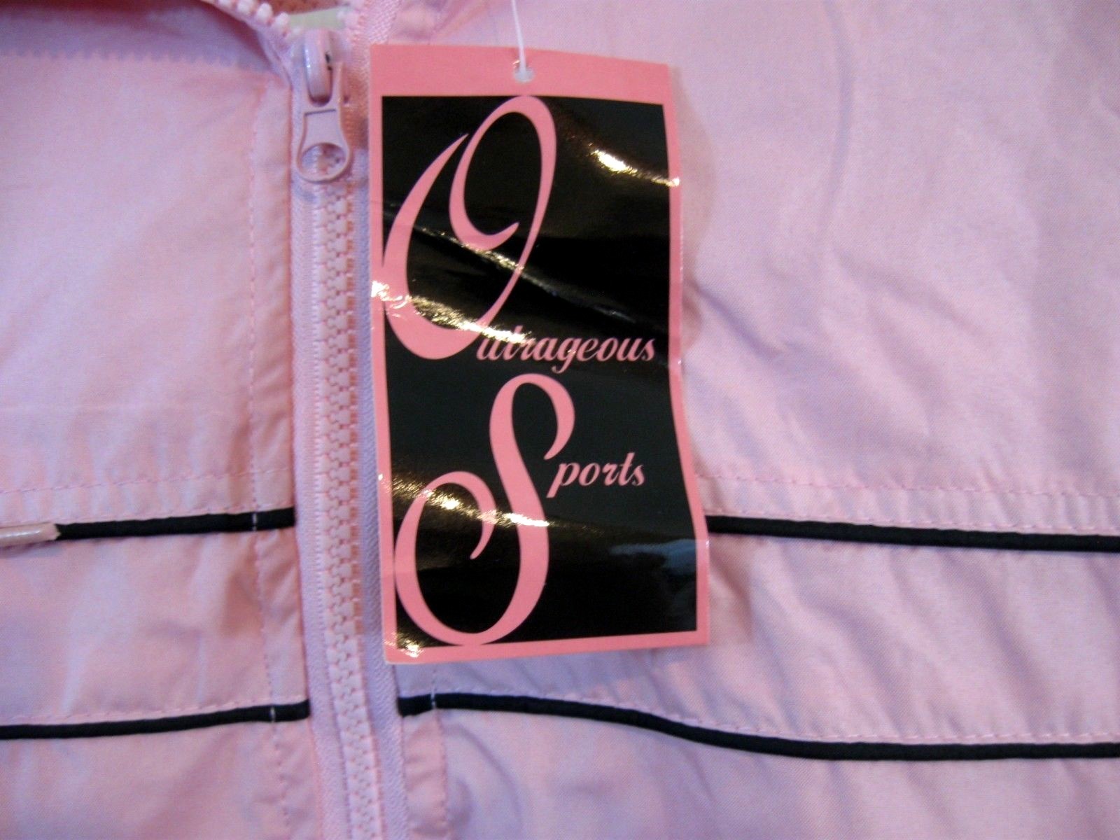 Outrageous Sports Womens Rain Coat Jacket Pink Zip Up Hooded NWT Med / Lg image 5