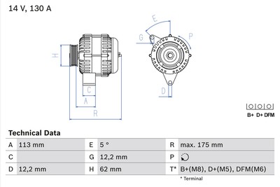 Bosch 0 986 048 801 Alternator for Opel, Saab, Vauxhall