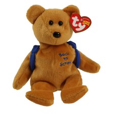 TY Beanie Baby - BOOKS the Bear (Blue Backpack Version) (8.5 inch) - MWMTs