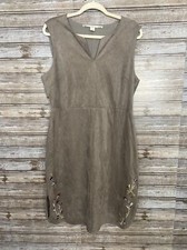 Anthropologie Size L Chelsea and Violet Cocktail Dress Cutout Waist Suede Feel