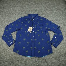 Chubbies Flannel Shirt Mens Medium Blue The Evergreen Palm Outdoors Button Up