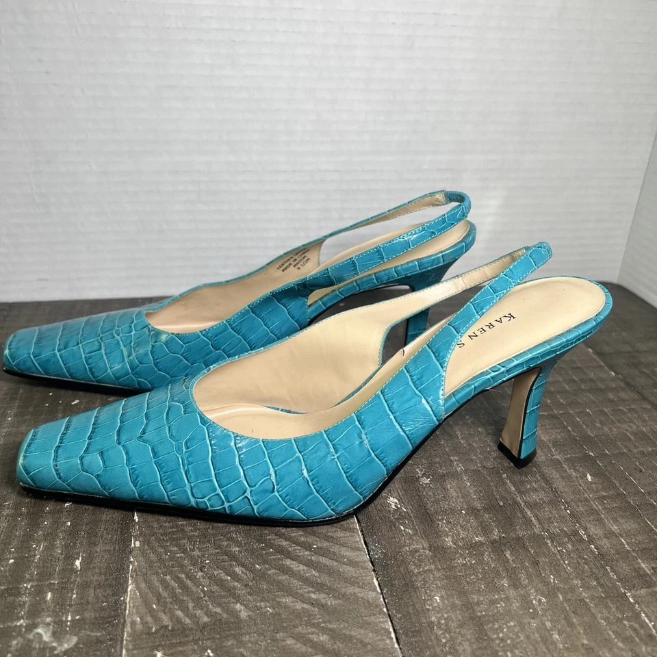 Karen Scott Mason 8 1/2 Mujer Cuero Serpiente Azul Claro Tacones Foto 2 de 4
