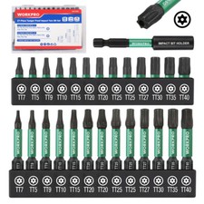Workpro 27pc Impact Torx Bit Set 14 Hex-shank Tt7-tt40 W12 Long Star Bit Workpro 27pc Impact Torx Bit Set 14 Hex-shank Tt7-tt40 W12 Long Star Bit
