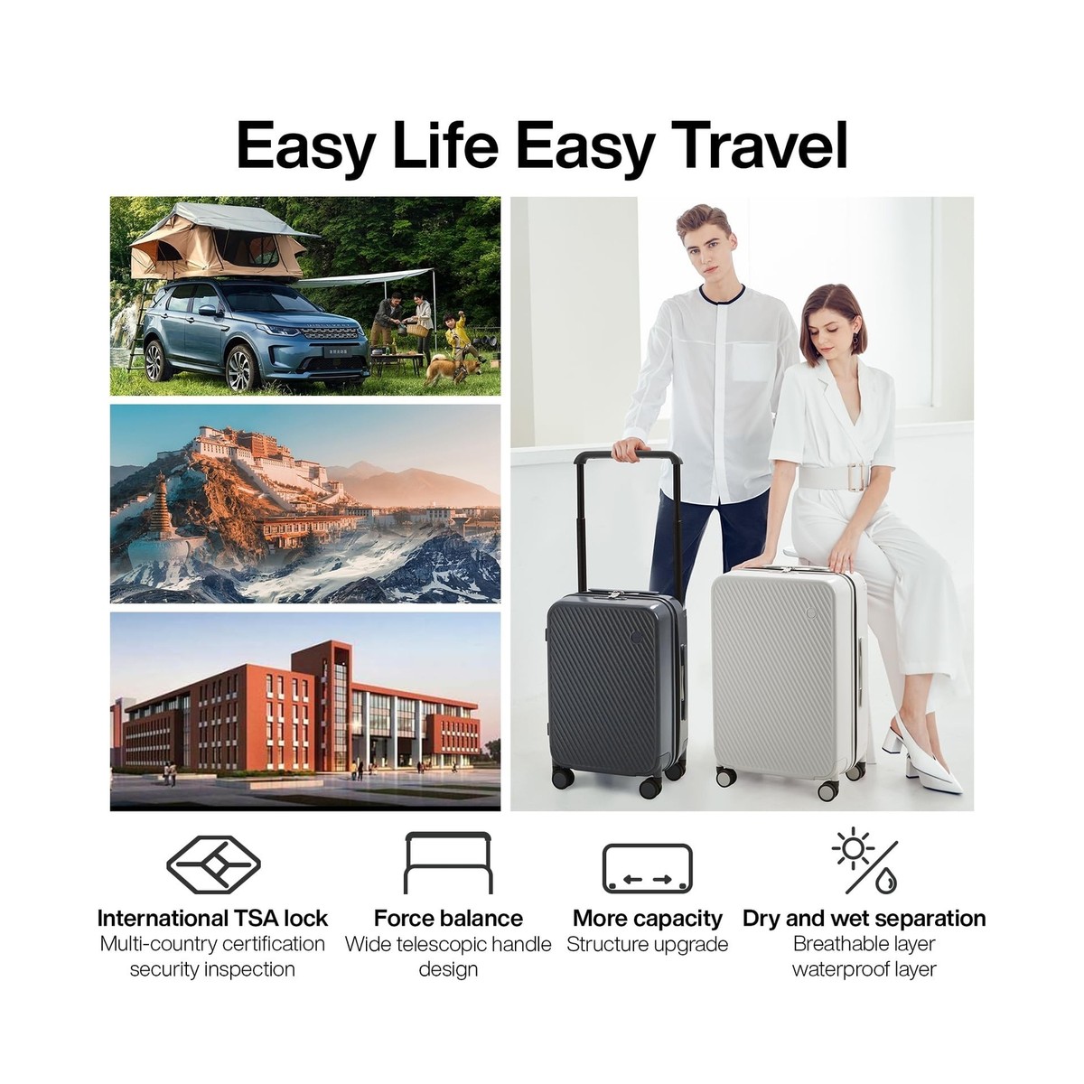 mixi Large Capacity Expandable Carry On Luggage Airline Approved
