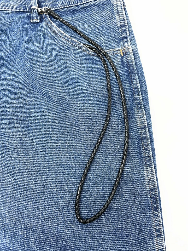 Cadena de billetera para hombre, cadena de billetera de motociclista, cadena trenzada de cinturón largo hecha en EE. UU. Foto 3 de 4