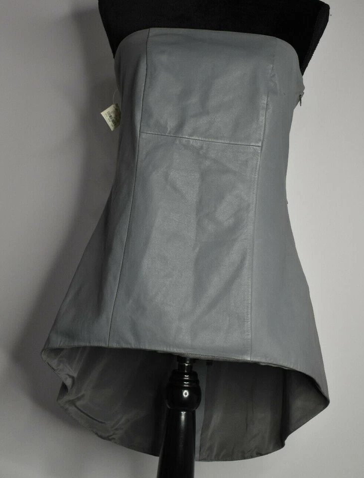 Brunello Cucinelli Talla 44 Sin Tirantes Gris Cuero Top Alto Bajo Asimétrico Italia Foto 2 de 4