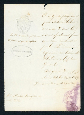 ANTIQUE SPANISH COLONIAL DOCUMENT / ESCRIBANIA DE MARTINEZ / PUERTO RICO 1859