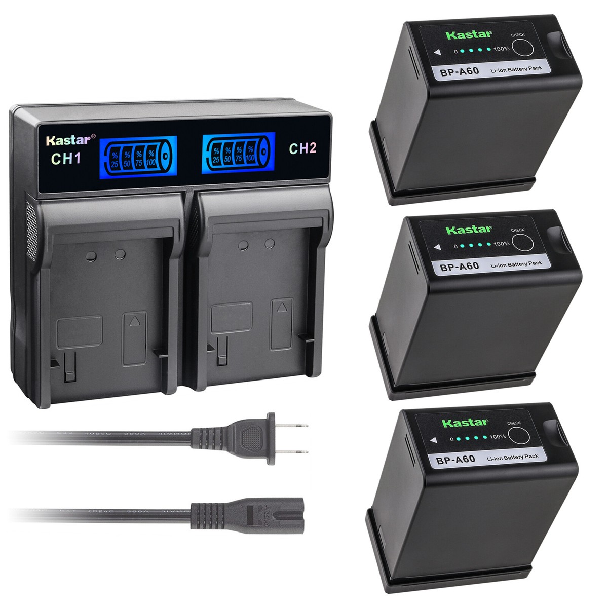 Kastar Decoded Battery AC LCD Dual Rapid for Canon BP-A60 A60