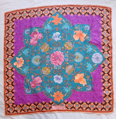 Y# LÉONARD Paris Silk Scarf 34/34 inch has threads pulled | eBay