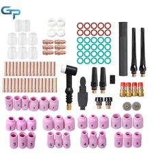 123-Piece TIG Welding Torch Kit for WP-17/18/26 -Alumina Nozzle&Stubby Gas Lens