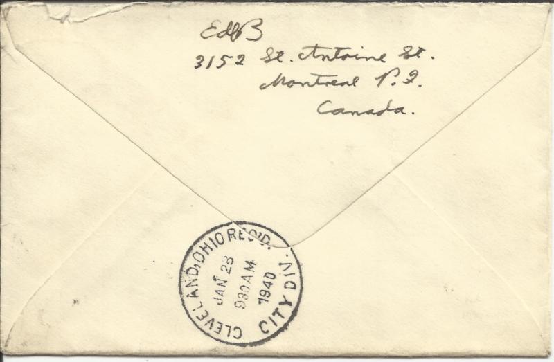 Canada SG#S9,#371 SPECIAL DELIVERY-AIRMAIL MONTREAL JAN/27/40