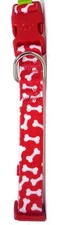 TOP PAW Red & White Bones Dog Collar (L) (NEW)