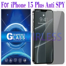 For Apple iPhone 15 Plus, 9H Anti Spy Privacy Tempered  Glass  Screen Protector