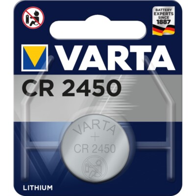 100x CR2450 3V Lithium Knopfzelle 3 Volt 560mAh ø24,5x5,0mm VARTA Blister