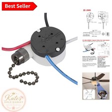Durable Ceiling Fan Switch 3-Speed 4 Wire - Easy Install Black Chain Replacement