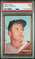 1962 TOPPS MICKEY MANTLE NEW YORK YANKEES PSA 1 #200 HOF