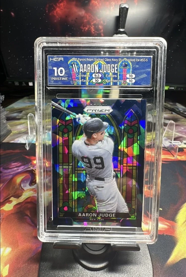 2021 Prizm Aaron Judge Stained Glass Navy Blue Cracked Ice /25 PRISTINE 10