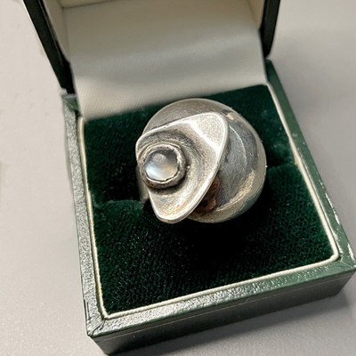 Sam Kramer Modernist Sterling Abstract Ring 1950 MCM