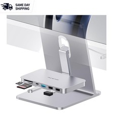 Elegant Aluminum iMac 6-in-1 USB C Hub: Fast 10Gbps Ports  Card Reader Included