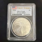 2006 US Silver Eagle $1 PCGS MS69 First Strike Flag Label