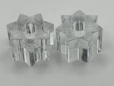 Vintage Pair of Signed Tiffany & Co Seven Pointed Star Crystal Candlesticks