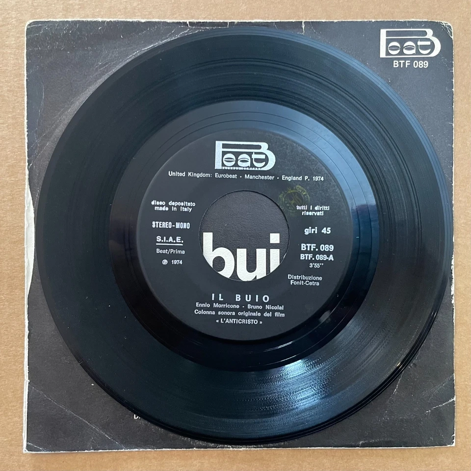 ENNIO MORRICONE & BRUNO NICOLAI - L'anticristo. Soundtack 45. OST. Avant. HORROR - Image 3 of 4