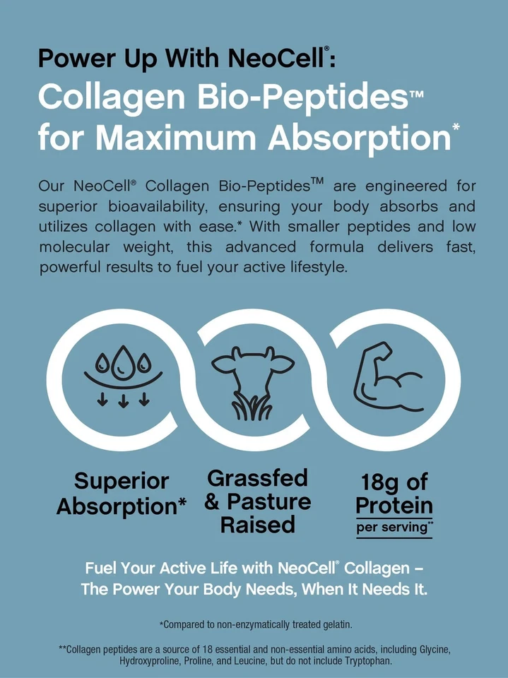 NeoCell Collagen Bio-Peptides Protein Supplement Grass Fed, 20 oz - Image 3 of 4