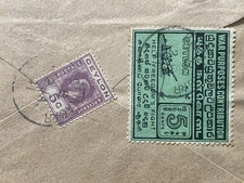 CEYLON 1941 WWII Censor Cover to USA w/scarce War Purposes Contribution 5c Label