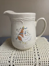 Vintage Pitcher With Ice Lip Marmalade International China Geese/Ducks 2 Qt