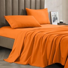 Soft Bed Sheets Deep Pocket 4-Piece, Full, Vibrant Orange