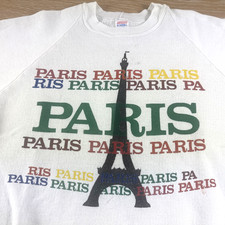 Vintage 80's Paris France Eiffel Tower Jerzees Crewneck Sweatshirt Size Large