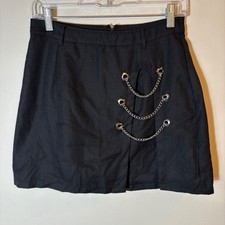 Hot Topic Skirt Mini Black Chain Cut Out Goth Emo Punk Rock Womens Medium