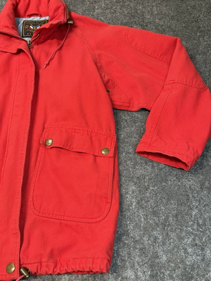 Chaqueta de Trabajo Vintage French Country Express XS 90 Tareas Granero Abrigo Rojo Foto 3 de 4