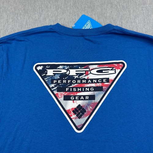 Columbia T Shirt Men XL Blue PFG Graphic Crewneck Logo Short Sleeve Cotton NWT