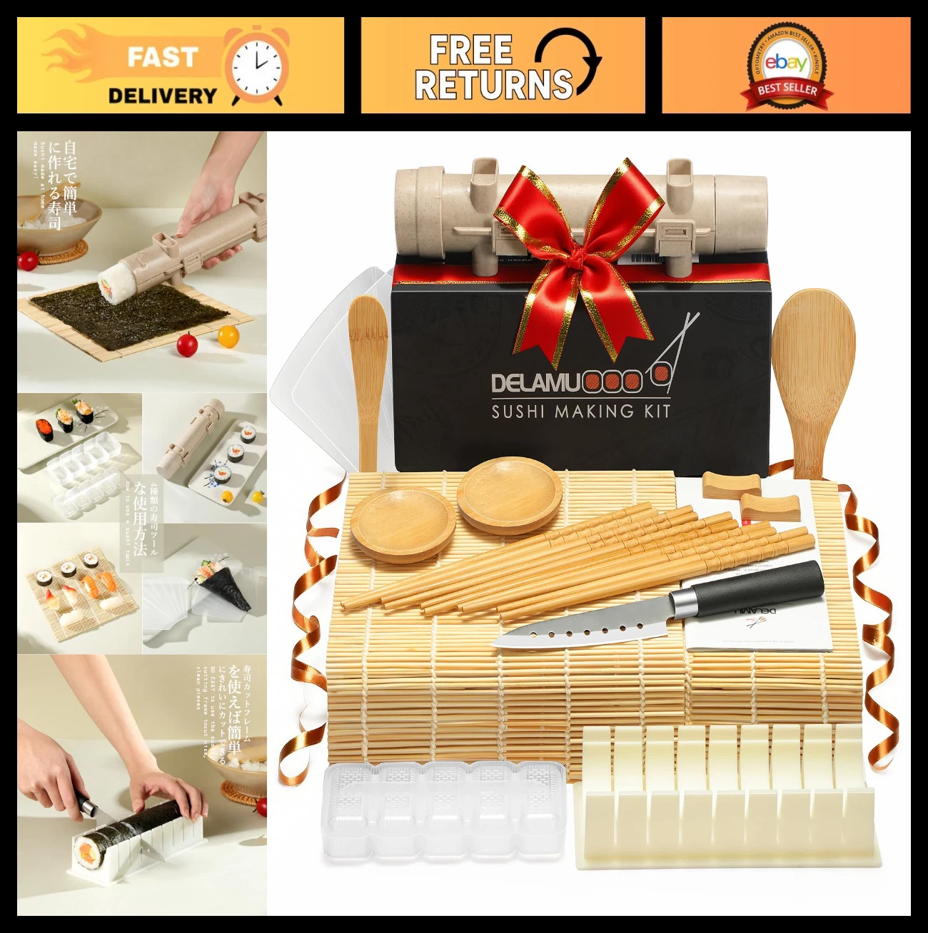 Sushi Making Kit 20-in-1 with Roller, Chef Knife, Bamboo Mats, Rice Mold & Guide
Opens in a new wind