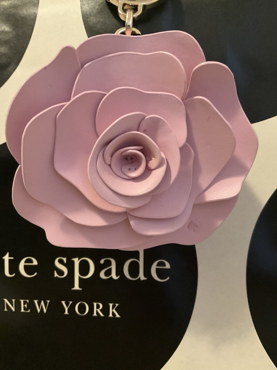 NWB Kate Spade 3D Coin Purse Flora Rose Pink Leather Charm KE691