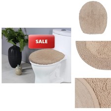 Home Weavers Double Ruffle Collection Bath Rugs Set, 18"x18" Toilet Lid Cover