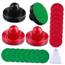  Air Hockey Accessories - Pushers, Pucks & Paddles (4 Pushers, 8 Red Red, Black